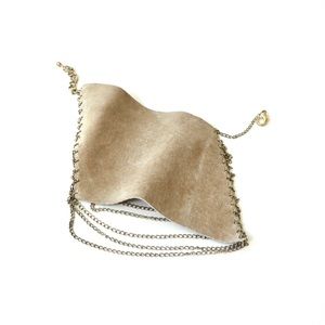 Leather Bracelet with Chain Detail Greige Beige